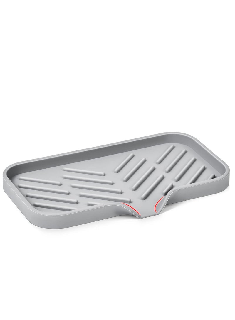 Silicone Kitchen Soap Tray, Sink Tray for Counter, Bottles, Sponge Holder and Organizer with Drain spout - Image 1