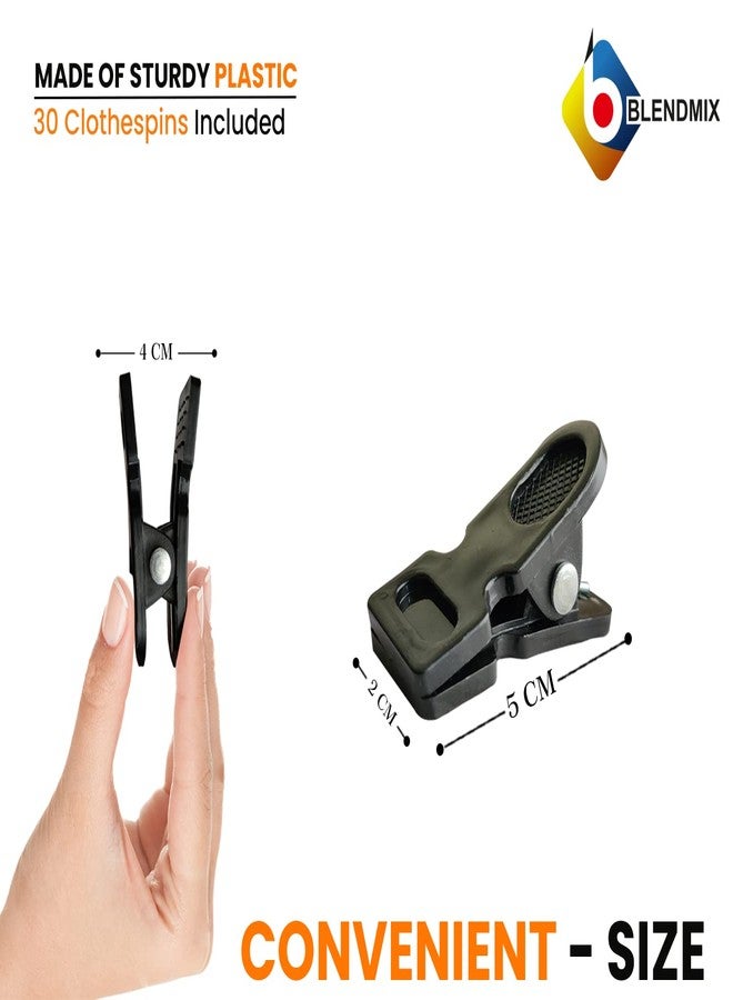 Blendmix Heavy Duty Non Slip Multi Purpose Plastic Clothes Hanger Hanging Hooks Grips Cloth Drying Clips, Cloth Pegs Set (Set of 30 Pcs) - Multicolour - Image 4