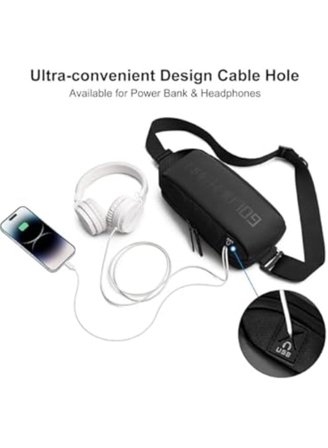Golden Wolf Small Crossbody Backpack for Men and Women, for Carrying Daily Essentials and Phone, with USB Cable Port and Compact Design for Short Trips, Model GXB00131 - Image 5
