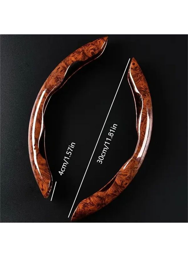 Pack Of 2 Peach Rice Ultra Thin All Season Car Steering Wheel Cover Premium Synthetic Faux Leather Ergonomic Grip Fit For Most Vehicles No Inner Circle Design Sleek Interior Upgrade Modern Car Accessory Durable Car Part - Image 2