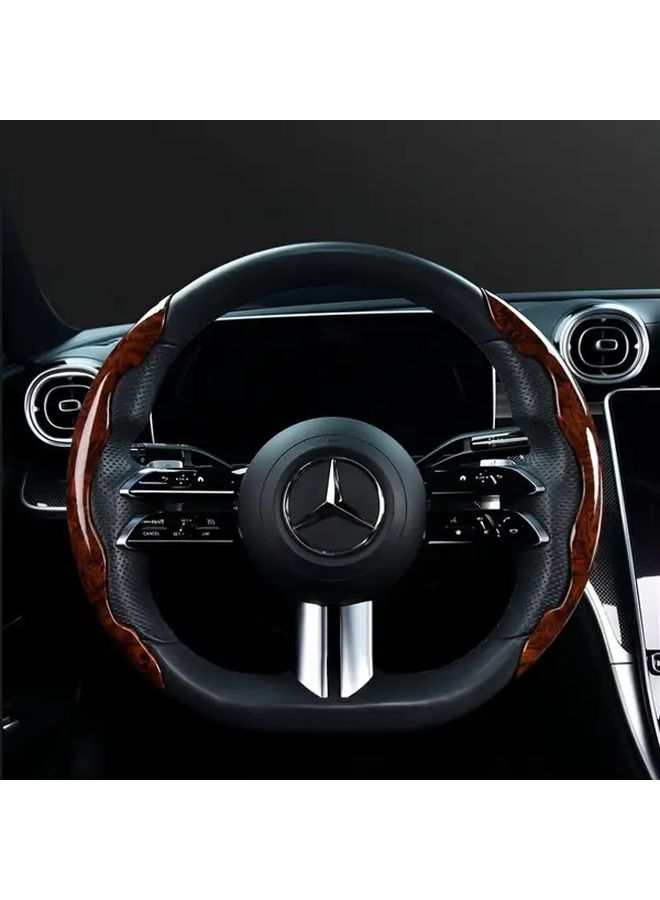 Pack Of 2 Peach Rice Ultra Thin All Season Car Steering Wheel Cover Premium Synthetic Faux Leather Ergonomic Grip Fit For Most Vehicles No Inner Circle Design Sleek Interior Upgrade Modern Car Accessory Durable Car Part - Image 3
