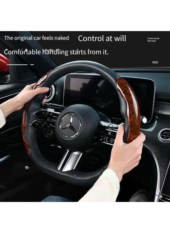 Pack Of 2 Peach Rice Ultra Thin All Season Car Steering Wheel Cover Premium Synthetic Faux Leather Ergonomic Grip Fit For Most Vehicles No Inner Circle Design Sleek Interior Upgrade Modern Car Accessory Durable Car Part - Image 4