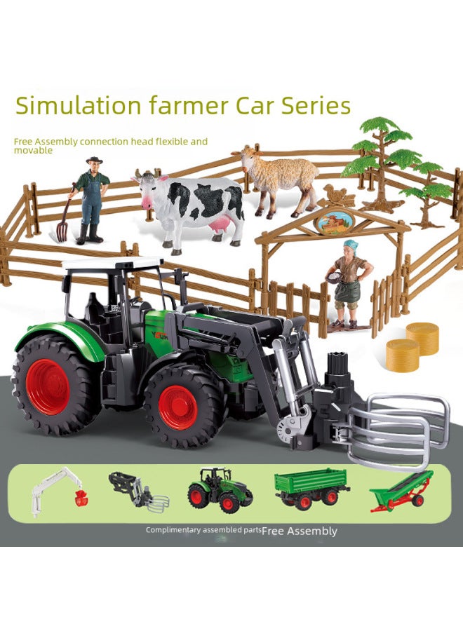 Electric Remote Control Farmer Engineering Vehicle Large Alloy Tractor Harvester Fertilizing Transport Toy Children's Loading Vehicle-Color:8 Wheel Plastic Sliding Farmer Car 9931B  - Image 3
