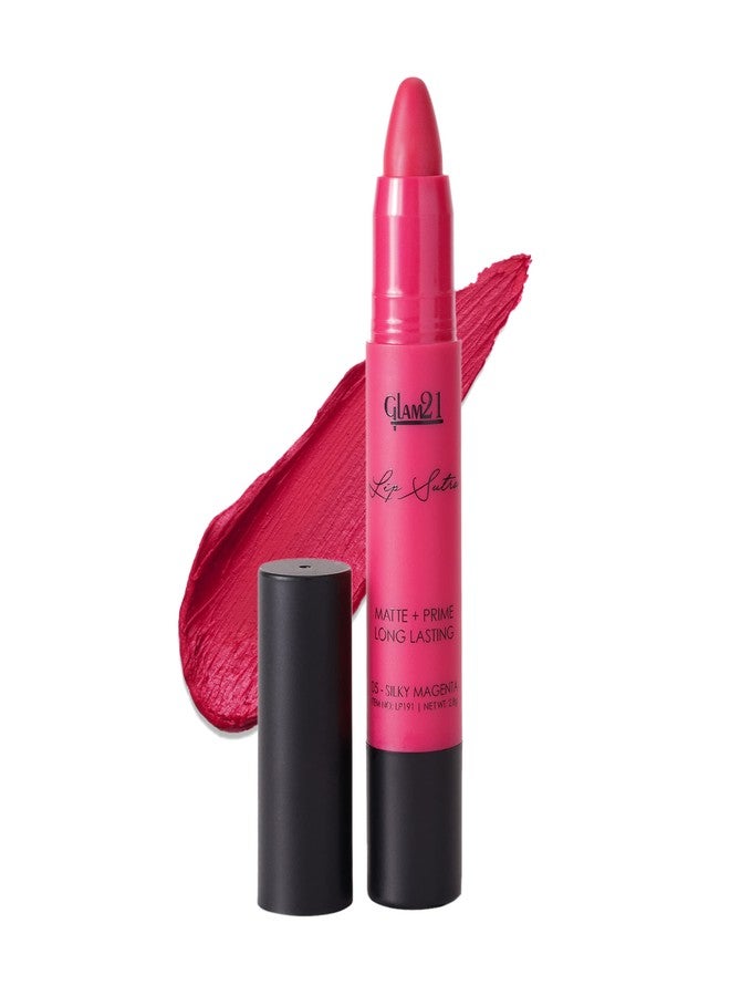 Glam 21 Lip Sutra Non-Transfer Crayon Lipstick |Lightweight & Longlasting| Creamy and comfortable on lips -2.8 gm | Silky Magenta- 05 - Image 1
