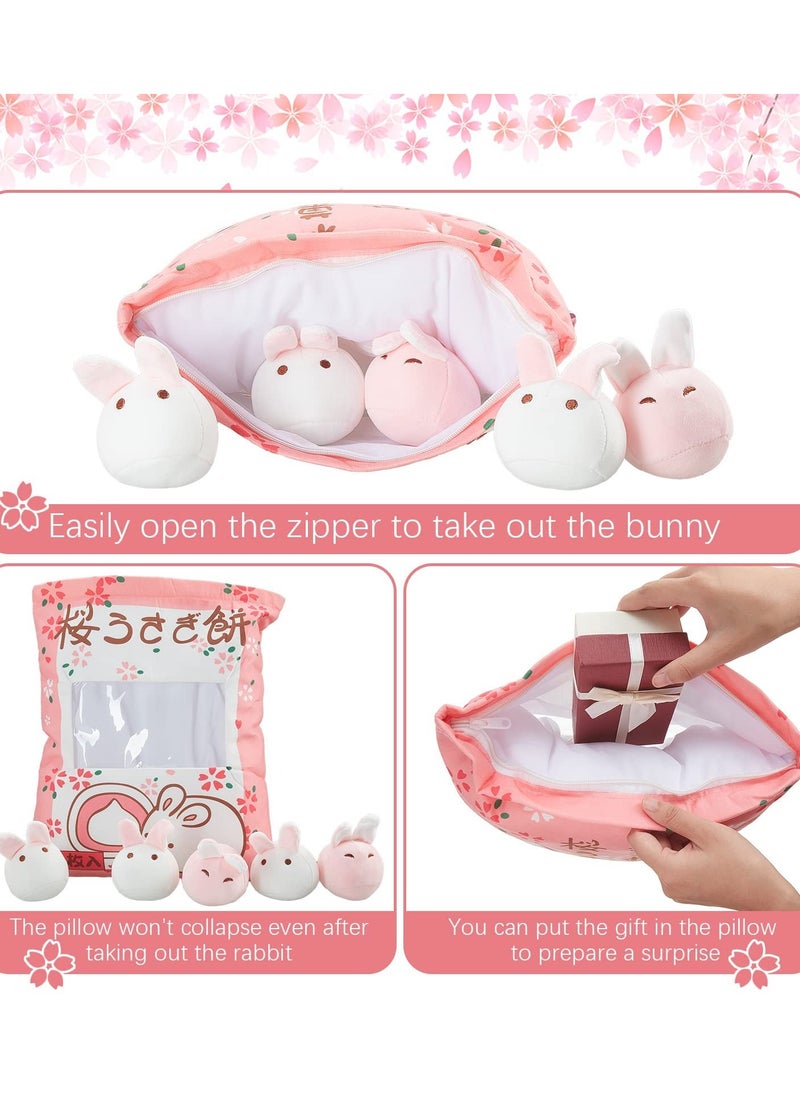 Excefore Plush Pillow Kawaii Room Decor, Throw Pillow Removable Stuffed Animal Toys, Fluffy Cherry Bunnies Cats Kittens Dog Dinosaur for Creative Gifts, Teens Girls Kids (Pink, Bunny)  - Image 3