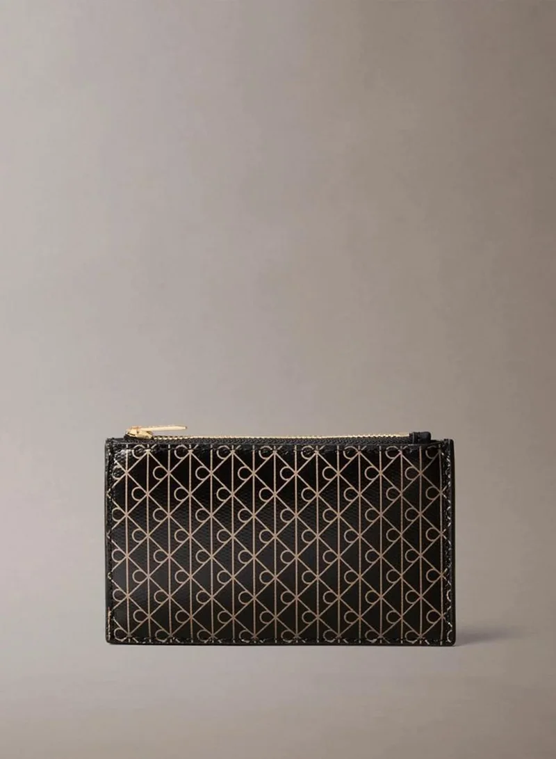 Monogram Logo Top Zip Card Holder