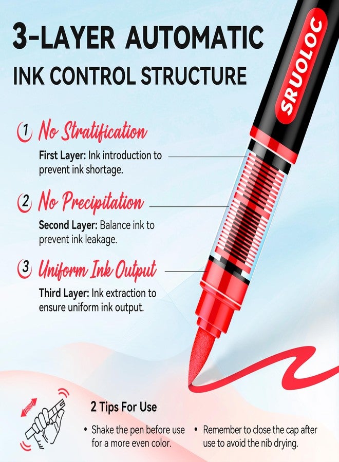 SRUOLOC 24 Colors Acrylic Paint Markers, Brush Tip Automatic Ink Control Acrylic Paint Pens for Rock Painting, Canvas, Wood, Ceramic, Glass, Stone, Fabric, DIY Crafts Textile & Art Supplies - Image 2