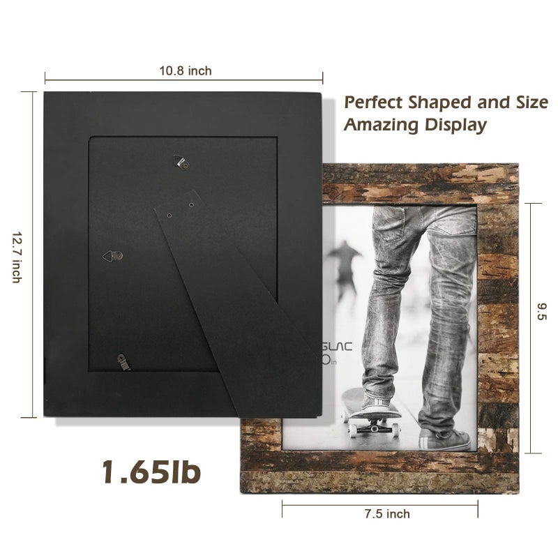 Eosglac Rustic 8x10 Wooden Picture Frame, Handmade with Real Birch Bark, Easel Back, Natural - Image 3