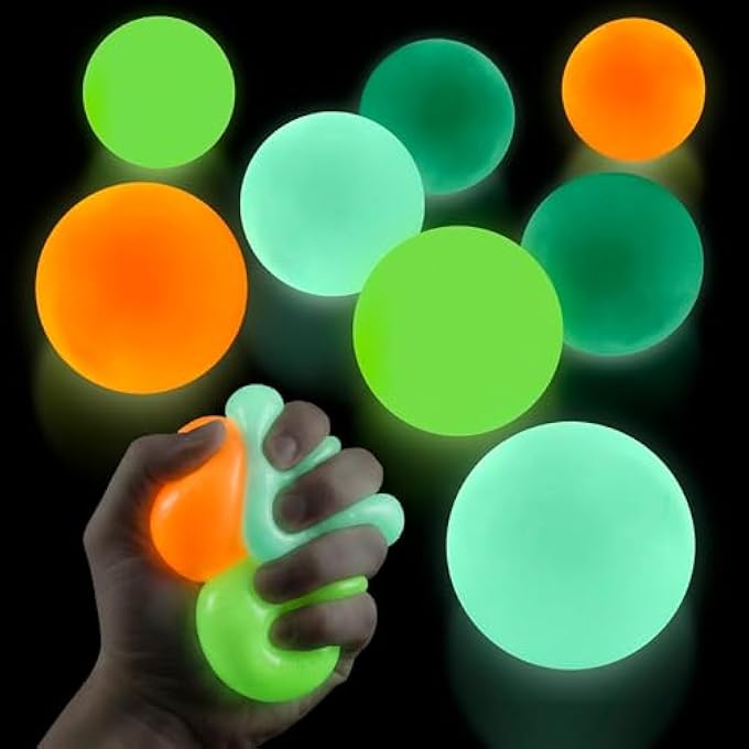 DIMROM Set of 8 Glow in the Dark Adhesive Balls for Ceiling and Wall, 4.5cm Adhesive Balls Set with Tear-resistant and Flexible TPR Material, Soft Core, Ball Set - Image 1