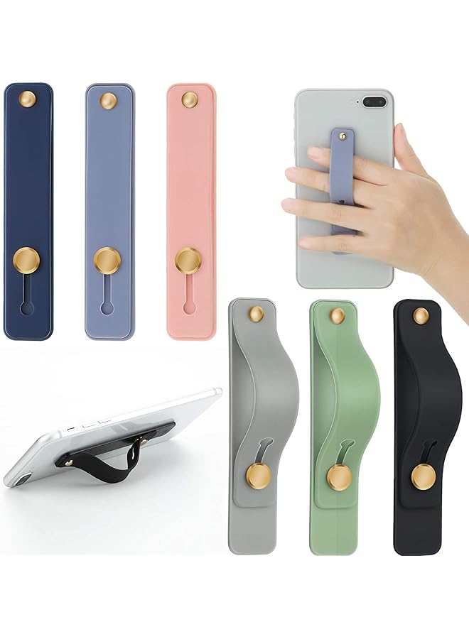 S-TOP 6Pcs Cell Phone Grip Straps, Phone Finger Grips, Soft and Durable, Easy To Install, Smooth Surface, Retractable Design, Can Be Used In Phone Cases, Suitable for Most Phones and Tablets, 6 Colors - Image 1
