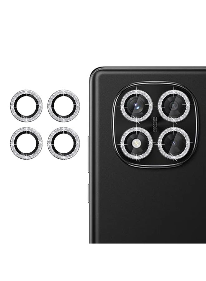 Luxury camera lens studded with rhinestones for Redmi note 14 Pro rhinestones, sparkling diamond crystal cover, durable black metal frame (black) - Image 1