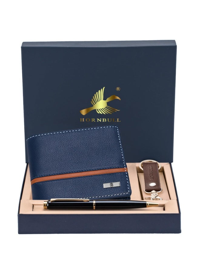 HORNBULL Mens Leather Purse Combo Gift Set | Leather Wallet, Key Ring & Pen Combo Valentine Gift Hamper | Branded Mens Wallet - Image 2