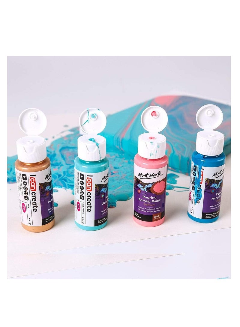 Mont Marte 4-Piece Premium Pre-mixed Pouring Acrylic Paint Flamingo Colour Set 60ml Content Per Bottle - Image 2