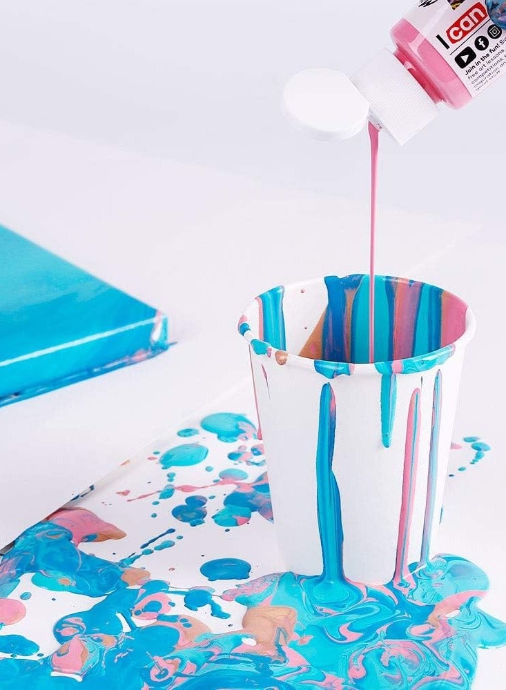Mont Marte 4-Piece Premium Pre-mixed Pouring Acrylic Paint Flamingo Colour Set 60ml Content Per Bottle - Image 5