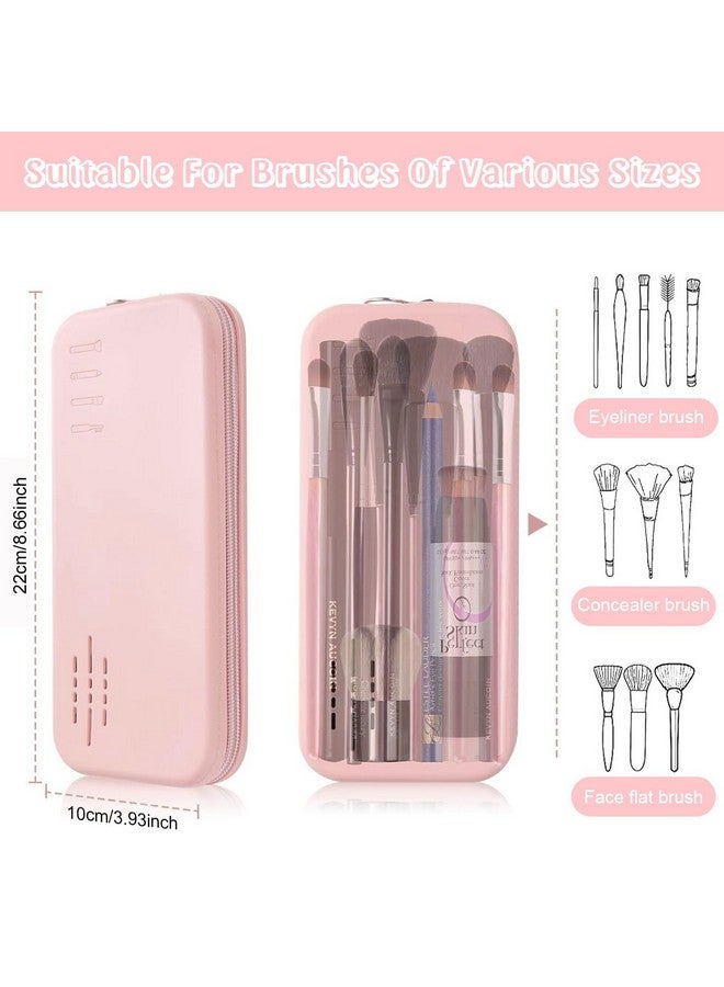 ماي كرييت ® حامل فرشاة المكياج من السيليكون للسفر، حقيبة فرش المكياج التجميلية بسحاب، منظم فرش المكياج، حقيبة فرش المكياج المحمولة للسفر، أداة تجميل مقاومة للغبار - وردي - Image 2