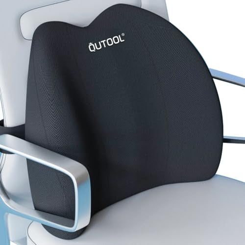 QUTOOL Lumbar Support Pillow for Office Chair, Memory Foam Low Back Support,Back Pain Relief, Ergonomic Back Cushion for Desk Chair,Gaming Chair,Adjustable Strap and Washable Cover - Image 1