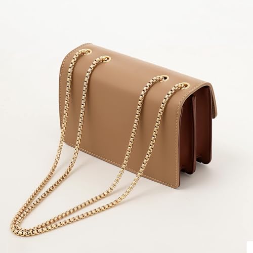 TOP BAND Crossbody Bags Cute Faux Leather Trendy Cross Body Bag for Women Small Color-Block Designer Handbags Ladies Satchel Chain Strap Shoulder Bag Brown Beige - Image 5