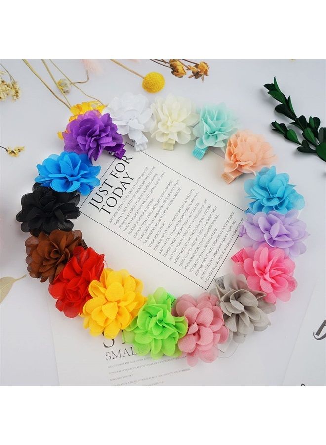 DeD 40PCS 2" Chiffon Flower Hair Bows Clips Flower Tiny Hair Clips Fine Hair for Girls Infants Toddlers Set of 20 Pairs - Image 5