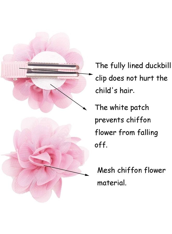 DeD 40PCS 2" Chiffon Flower Hair Bows Clips Flower Tiny Hair Clips Fine Hair for Girls Infants Toddlers Set of 20 Pairs - Image 2
