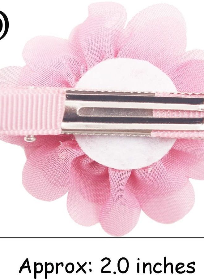 DeD 40PCS 2" Chiffon Flower Hair Bows Clips Flower Tiny Hair Clips Fine Hair for Girls Infants Toddlers Set of 20 Pairs - Image 1