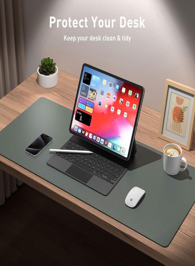 Aothia Leather Desk Pad Protector, Large Mouse Pad, Office Desk Mat, Non-Slip PU Leather Desk Blotter, Laptop Desk Pad, Waterproof Desk Writing Pad for Office and Home (Jungle Green, 23.6" x 13.7") - Image 3
