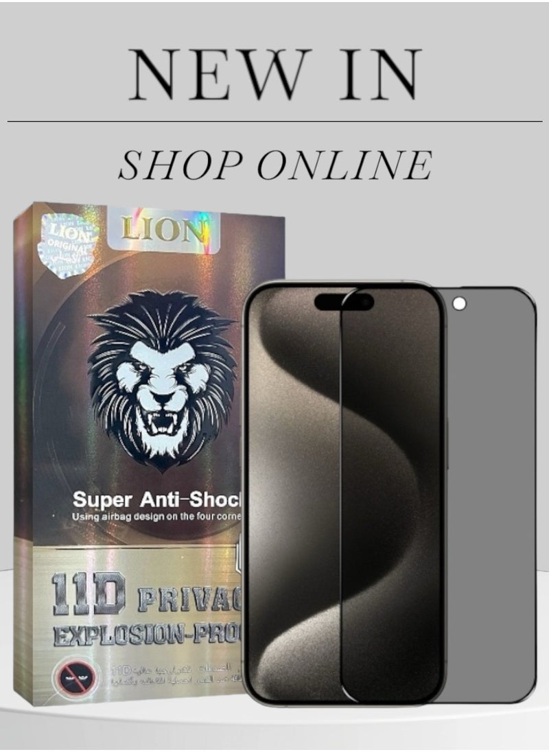 ليون - واقي شاشة مضاد للتجسس لـ آيفون 11 برو ماكس/ و آيفون اكس ماكس (iPhone 11 Pro Max/ Xs Max) 11D نانو مضاد للتجسس لحماية الخصوصية (لقافة) من Lion, حماية قصوى للشاشة من الخدوش والكسر - Image 1