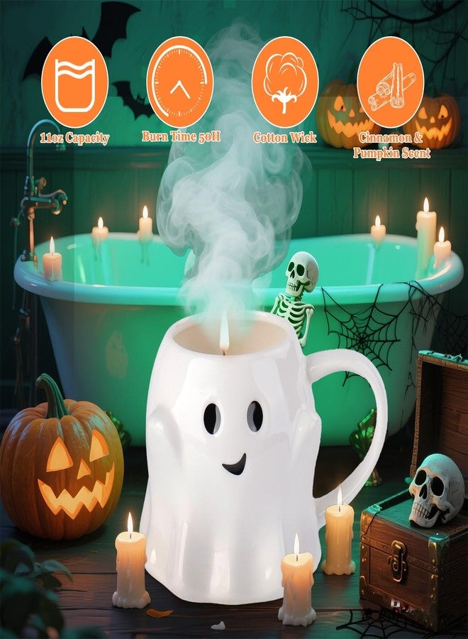 Ithmahco Halloween Decorations Indoor 2025- Vintage Halloween Candles Ghost Decor Gifts -Boo Basket for Her Him, Cute Fall Pumpkin Spice Candle Boo Basket Stuffers for Women Men Adults, Spooky Gothic Gift - Image 3