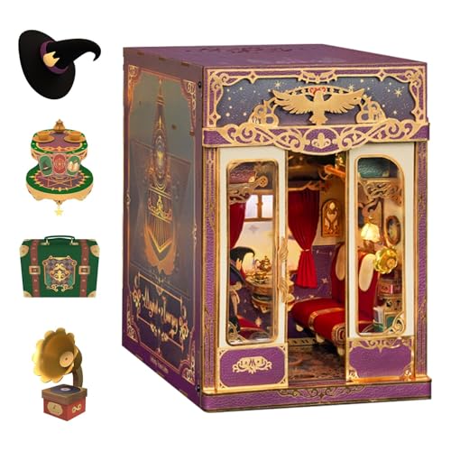 Tonecheer DIY Book Nook Kit for Adults Miniature Infinity Train Cabin Magical Vintage Carriage Model Wooden 3D Puzzle Dollhouse Booknook Decorative Bookend Gifts Magical Journey - Image 1