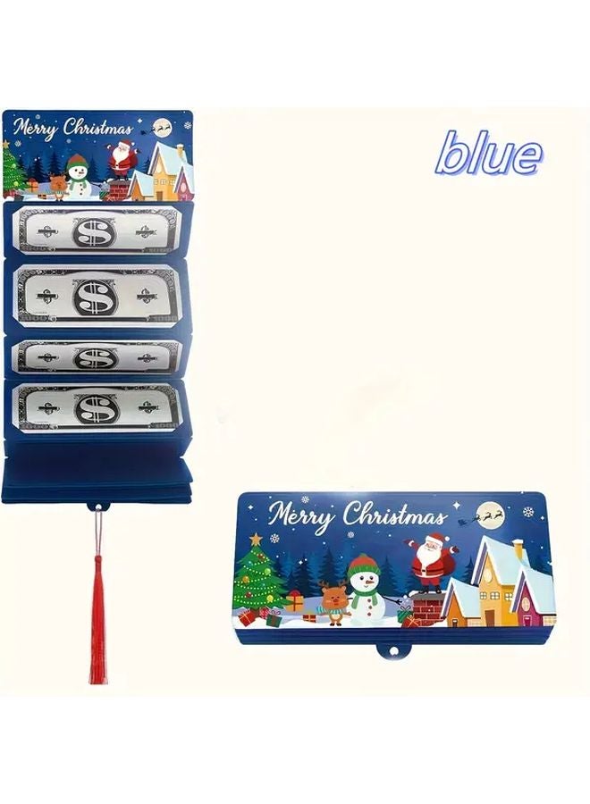 Blue Christmas Cash Bags With Gift Card Holder Festive Design - Image 1