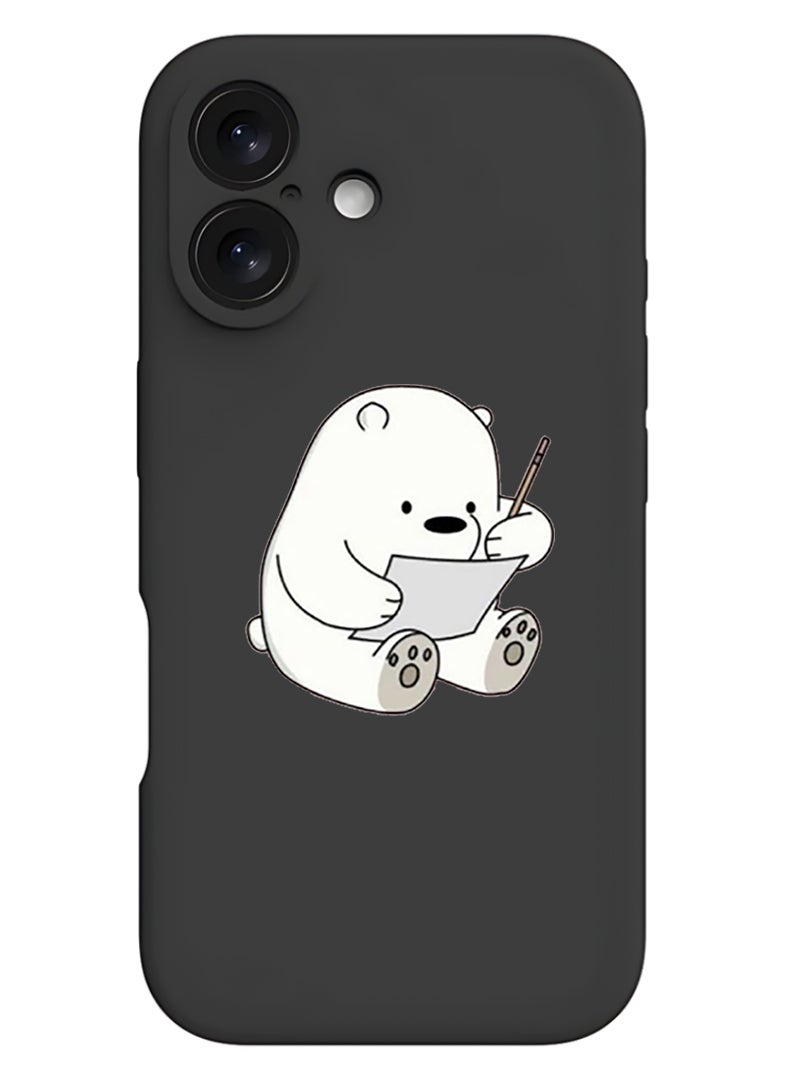 Theodor Protective Slim Fit Case Liquid Silicone Cover with Full Body Protection Anti-Scratch Shockproof Case For Apple iPhone 17 (Black) Panda writing - Image 1