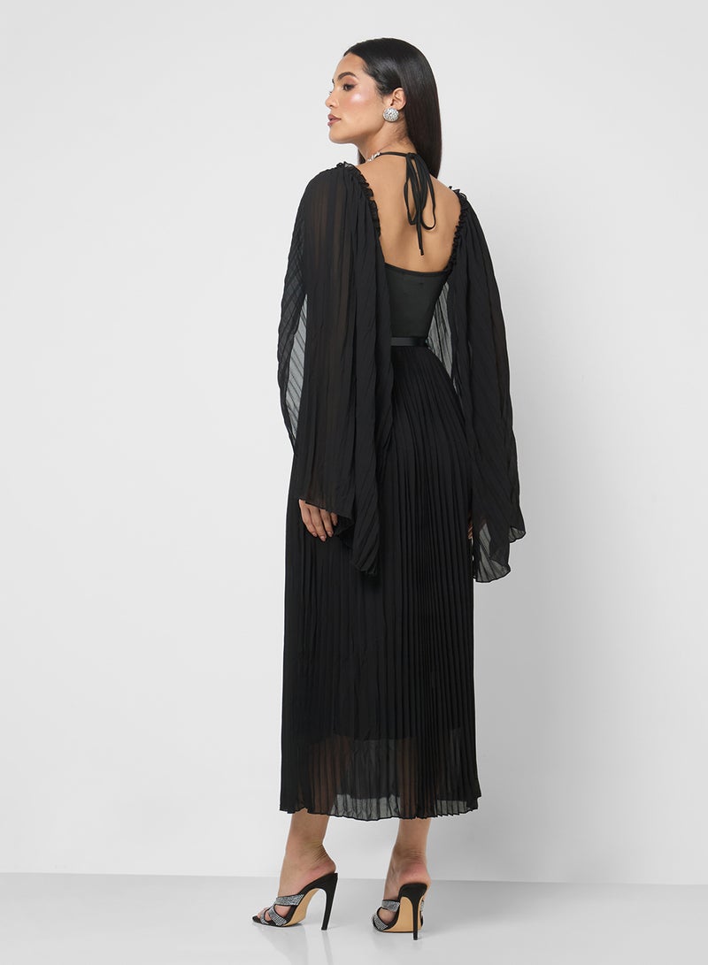 Khizana Cape Styled Dress With Pleats - Image 2