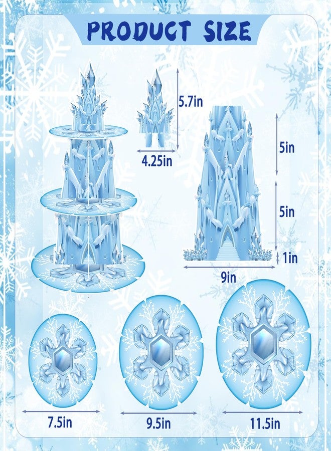 WEEPA Snowflake Birthday Party Decorations 3 Tier Ice Castle Cupcake Stand Snow Castle Cupcake Holder for Winter Wonderland Party Supplies - Image 3