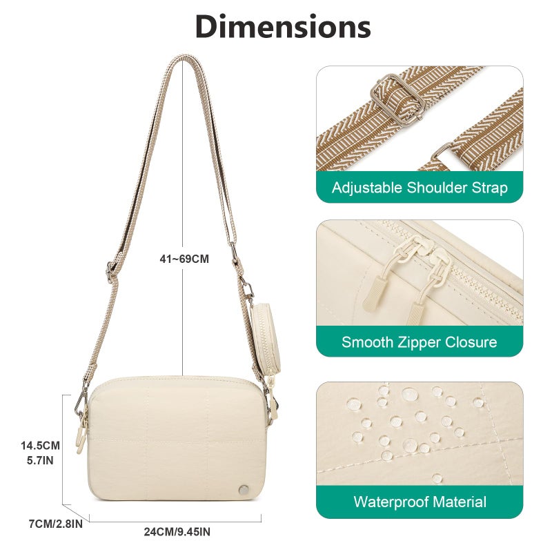 JEEHAN Puffer Crossbody Bags for Women Lightweight Small Purse Casual Quilted Shoulder Purse Handbag with Guitar Strap - Image 3