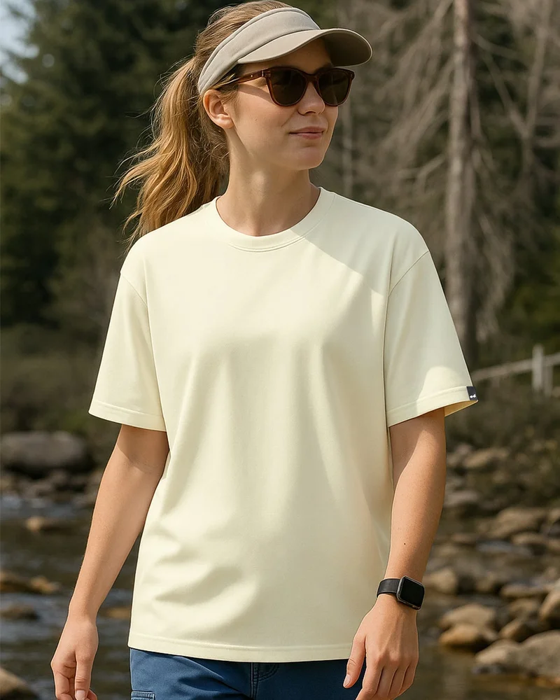 bewakoof Women's Beige Oversized T-shirt