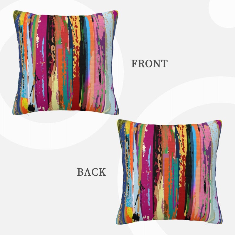 Lcokin Multicolored Rainbow Abstract Throw Pillow Covers 20x20 Inches Set of 2  Decorative Colorful Striped Pillow Case Square Cushion Covers for Sofa Bed Couch Living Room - Image 2