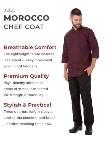 Chef Works Men's Morocco Chef Coat, Merlot, 3X-Large - Image 2