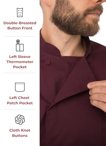 Chef Works Men's Morocco Chef Coat, Merlot, 3X-Large - Image 3