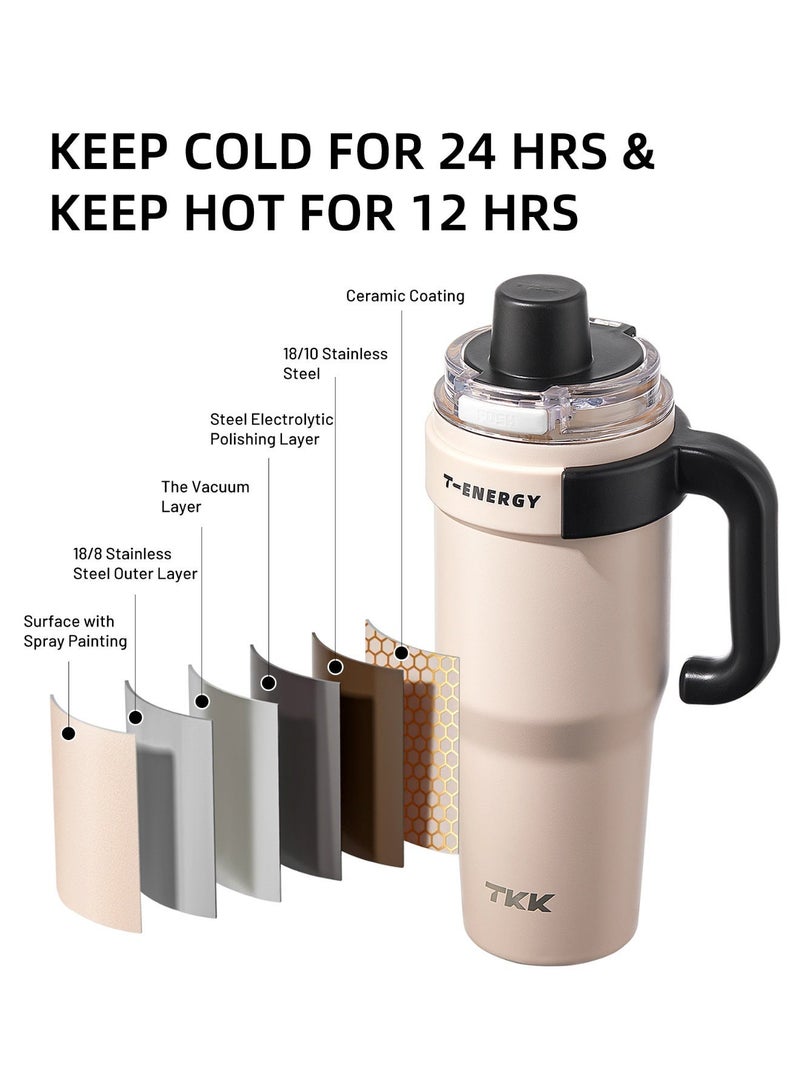 TKK 1200ml 316 Stainless Steel Water Bottle with Ceramic Coating | Pink - Image 1