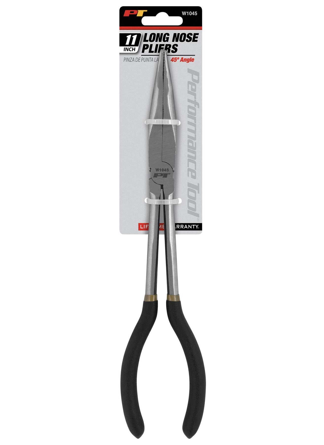 Performance Tool Performance Tool W1045 11-Inch Long Reach 45-Degree Bent Long Nose Pliers, Black  - Image 2