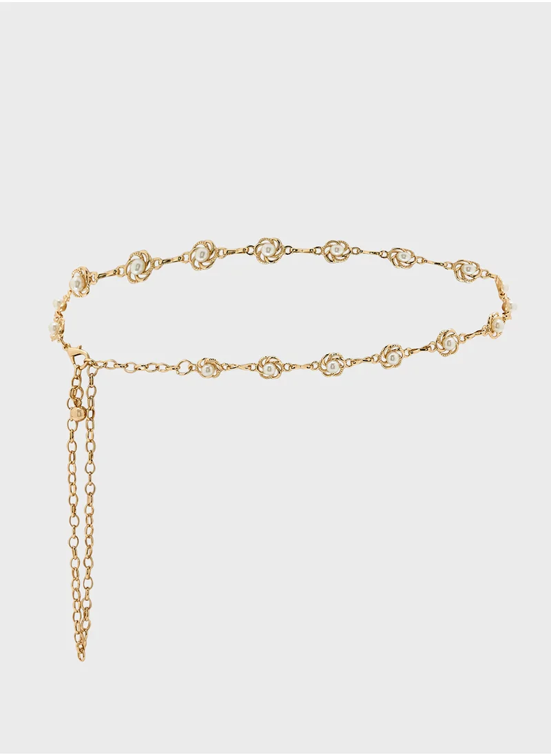 Ella Limited Edition Floral Pearl Chain Belt