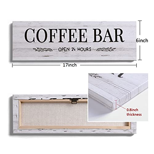 WOWGOOMO Classic Coffee Bar Signs Grey Canvas Wall Art - Rustic Cafe Bar Accessories Set for Home Bar, Kitchen, Pub, Store - 6"x17" - Image 2