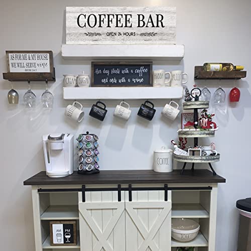 WOWGOOMO Classic Coffee Bar Signs Grey Canvas Wall Art - Rustic Cafe Bar Accessories Set for Home Bar, Kitchen, Pub, Store - 6"x17" - Image 4