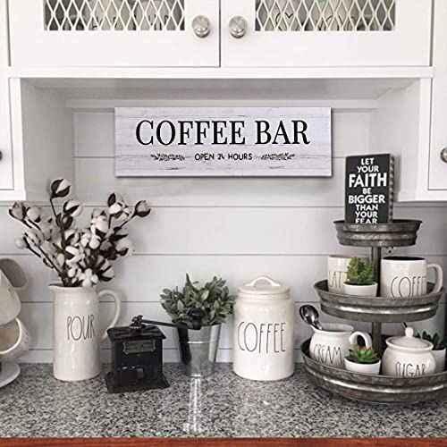 WOWGOOMO Classic Coffee Bar Signs Grey Canvas Wall Art - Rustic Cafe Bar Accessories Set for Home Bar, Kitchen, Pub, Store - 6"x17" - Image 3