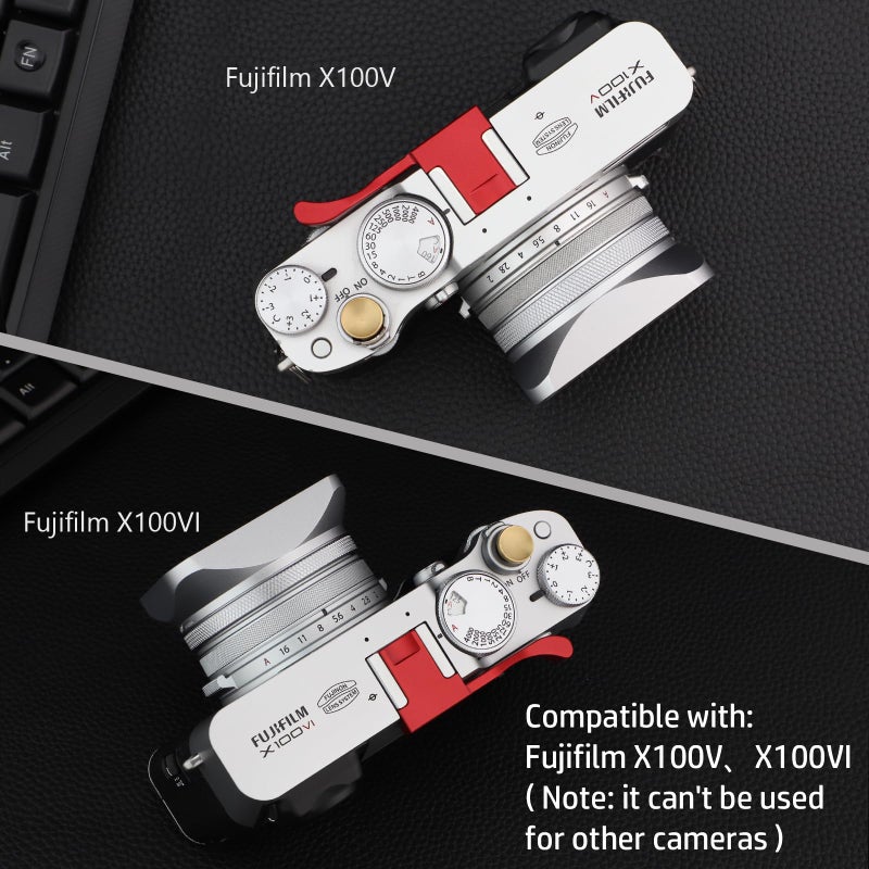 Haoge THB-X2R Metal Hot Shoe Thumb Up Rest Hand Grip for Fujifilm X100VI Fuji X100V Camera Red - Image 3