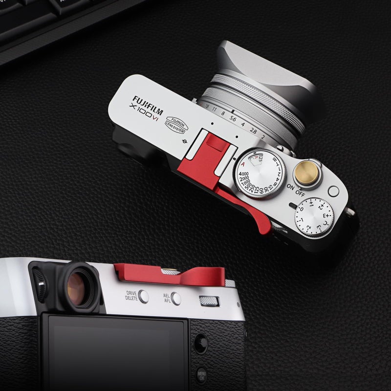 Haoge THB-X2R Metal Hot Shoe Thumb Up Rest Hand Grip for Fujifilm X100VI Fuji X100V Camera Red - Image 5