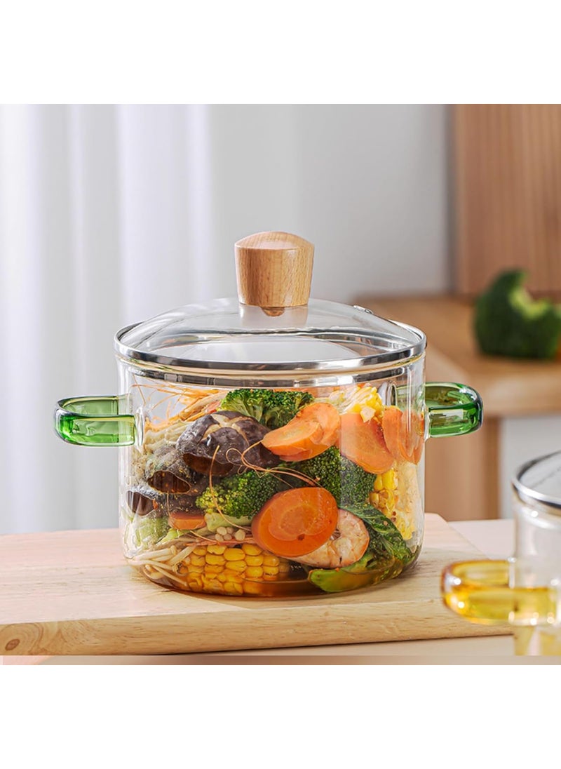 VINCENZO VINCENZO Glass Serving Bowl with Lid Oven Microwave Safe Casserole Vessel for Curry Kitchen Server Ware Mixing Pottery for Snacks Cake Cereal Rice Sambar Transparent 1600ML  - Image 2