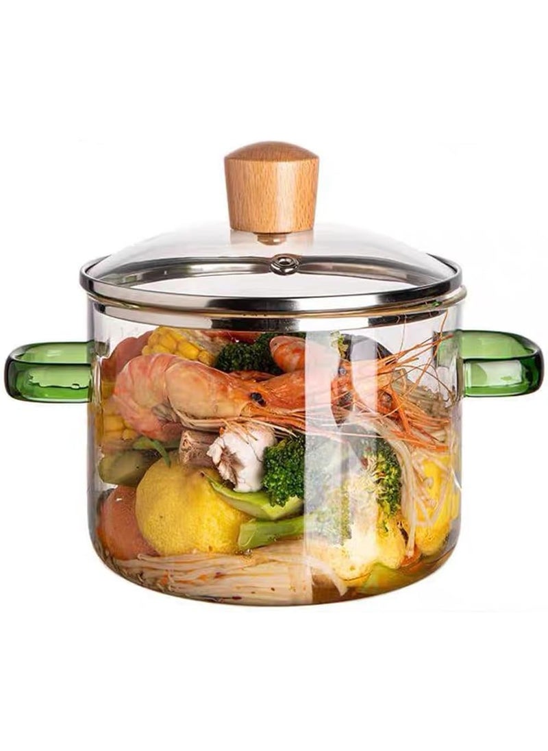 VINCENZO VINCENZO Glass Serving Bowl with Lid Oven Microwave Safe Casserole Vessel for Curry Kitchen Server Ware Mixing Pottery for Snacks Cake Cereal Rice Sambar Transparent 1600ML  - Image 1