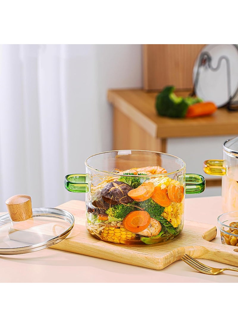 VINCENZO VINCENZO Glass Serving Bowl with Lid Oven Microwave Safe Casserole Vessel for Curry Kitchen Server Ware Mixing Pottery for Snacks Cake Cereal Rice Sambar Transparent 1600ML  - Image 5