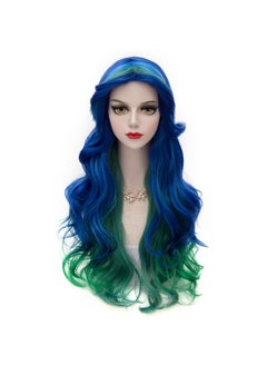 MQ MQ Ombre Wavy Wigs for Women,29.5 Inch Long Curly Wigs,Colorful Wigs,Charming Women's Long Curly Full Hair Wig(Blue to Green) 