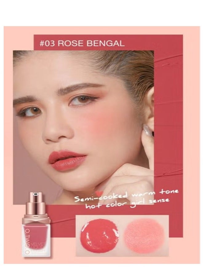 O.TWO.O O.TWO.O Natural Color Liquid Blush Silky Delicate Rouge Blush 03 Rose Bengal  - Image 4